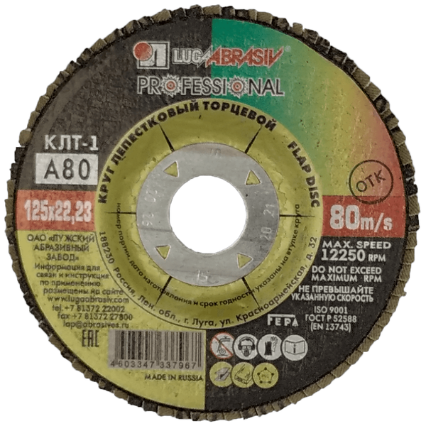 Круг лепестковый 125*22 Р 80 14А 20 (80) в Нижневартовске