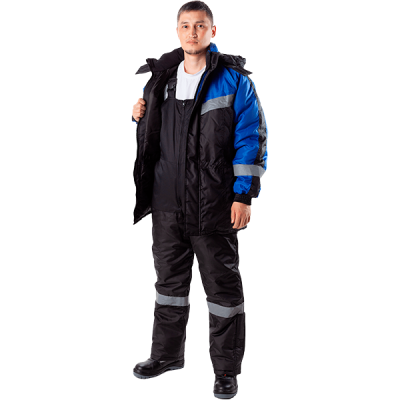 Костюм зимний нефтяник (тк.антистат) цв. черный+василек в Нижневартовске
