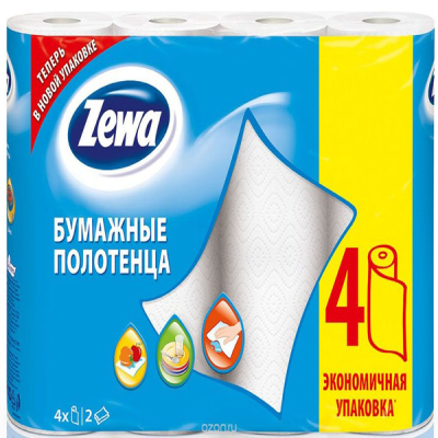 Полотенце бумажное 2сл/4шт Зева Классик Белое в Нижневартовске