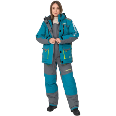 Костюм зимний женский Siberia Lady ткань Breathable цвет Бирюза/Серый  в Нижневартовске