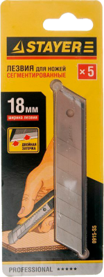Лезвия для ножей 18мм 5шт сегментир. STAYER ПРОФИ (0915-s5) в Нижневартовске