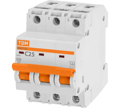 Выключатель автомат 3Р 25А хар С ВА 47-29 4,5кА 230/400В TDM в Нижневартовске