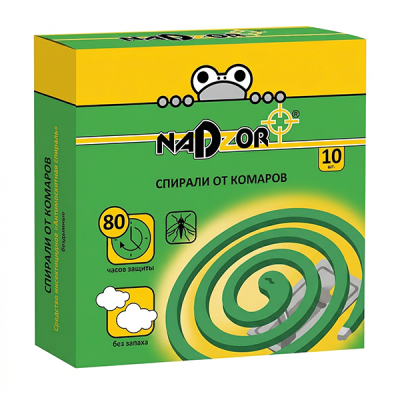 Спирали от комаров NADZOR (10шт) зеленые в Нижневартовске