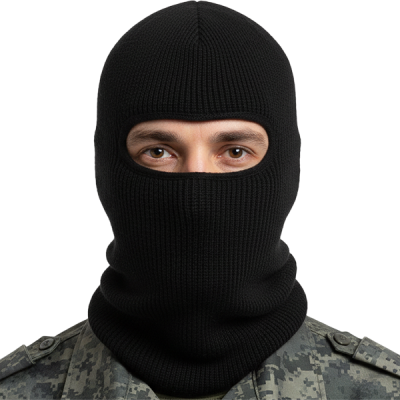 Маска трикотажная п/ш двойная (цв.черный/серый)